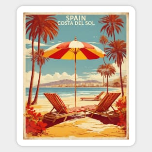 Costa del Sol Beach Spain Travel Tourism Retro Vintage Sticker